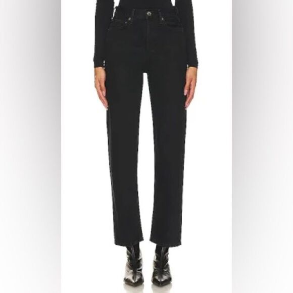 Agolde 90s Pinch Waist High Rise Straight in Crushed Black Size 31 - Picture 2 of 9